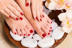 manicure  + pedicure + normal polish hand and foot + whitening facial