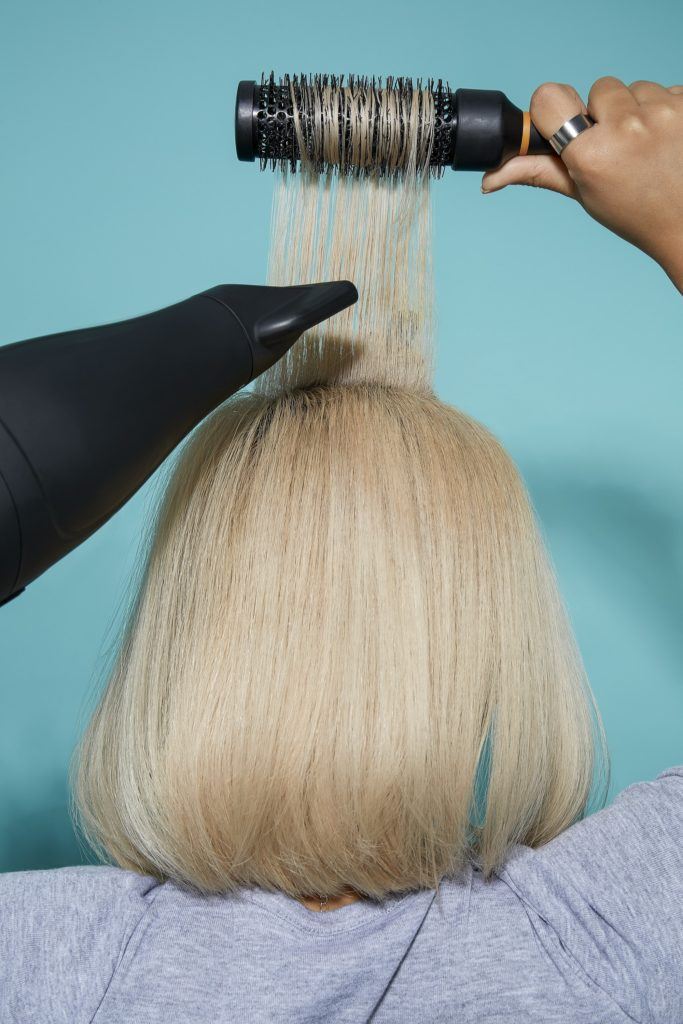 Washing hair with a blow dryer for short hair