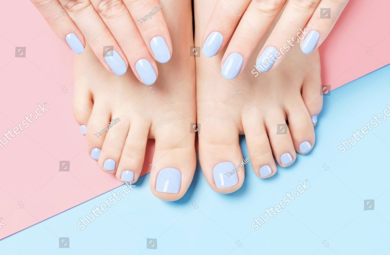 Hands and legs nails shaping with normal color